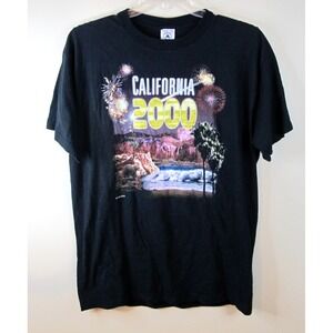 Vintage 1998 California‎ 2000 Tee-Shirt Delta Tag Men's Large Black Fireworks